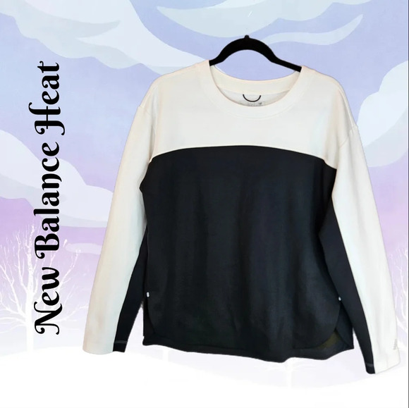New Balance Heat Sweatshirt Sz L Womens Black-White Color Block Warm and comfort - Picture 1 of 11